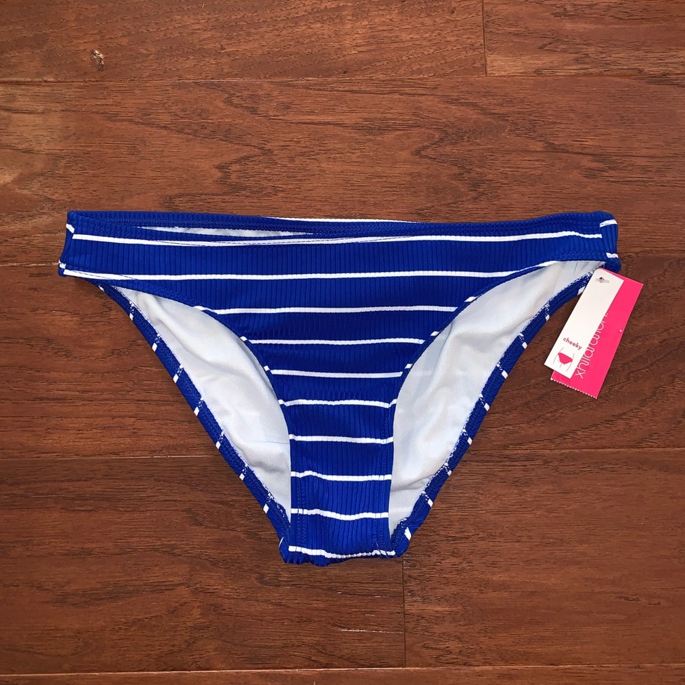 Stripe cheeky bikini bottom